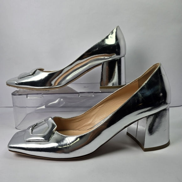 Rupert Sanderson London Naxos Mirror Pump Women's Leather Silver Shoes Size 40/9 - Picture 3 of 16
